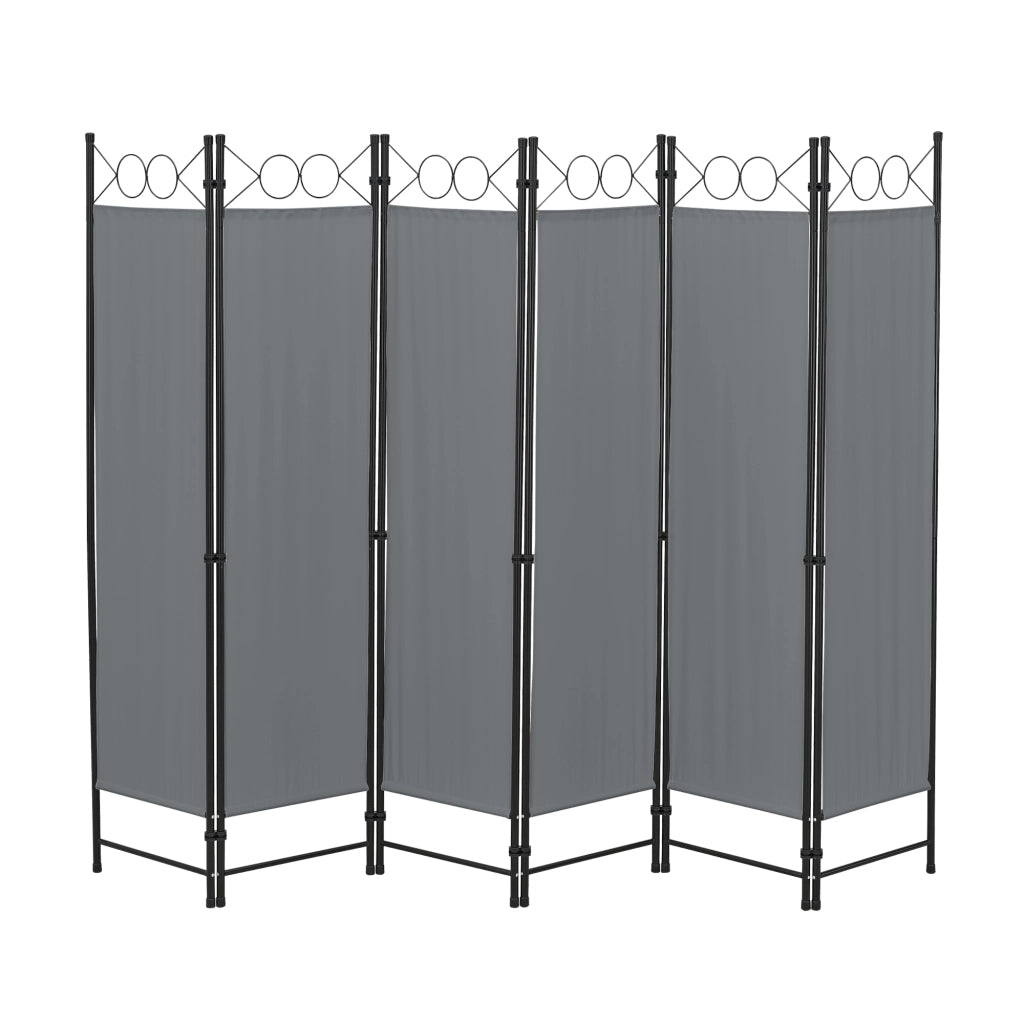 Paravento Pieghevole Saragossa in 6 Pannelli Parete Divisoria 171 x 240 cm - Grigio Scuro [en.casa]