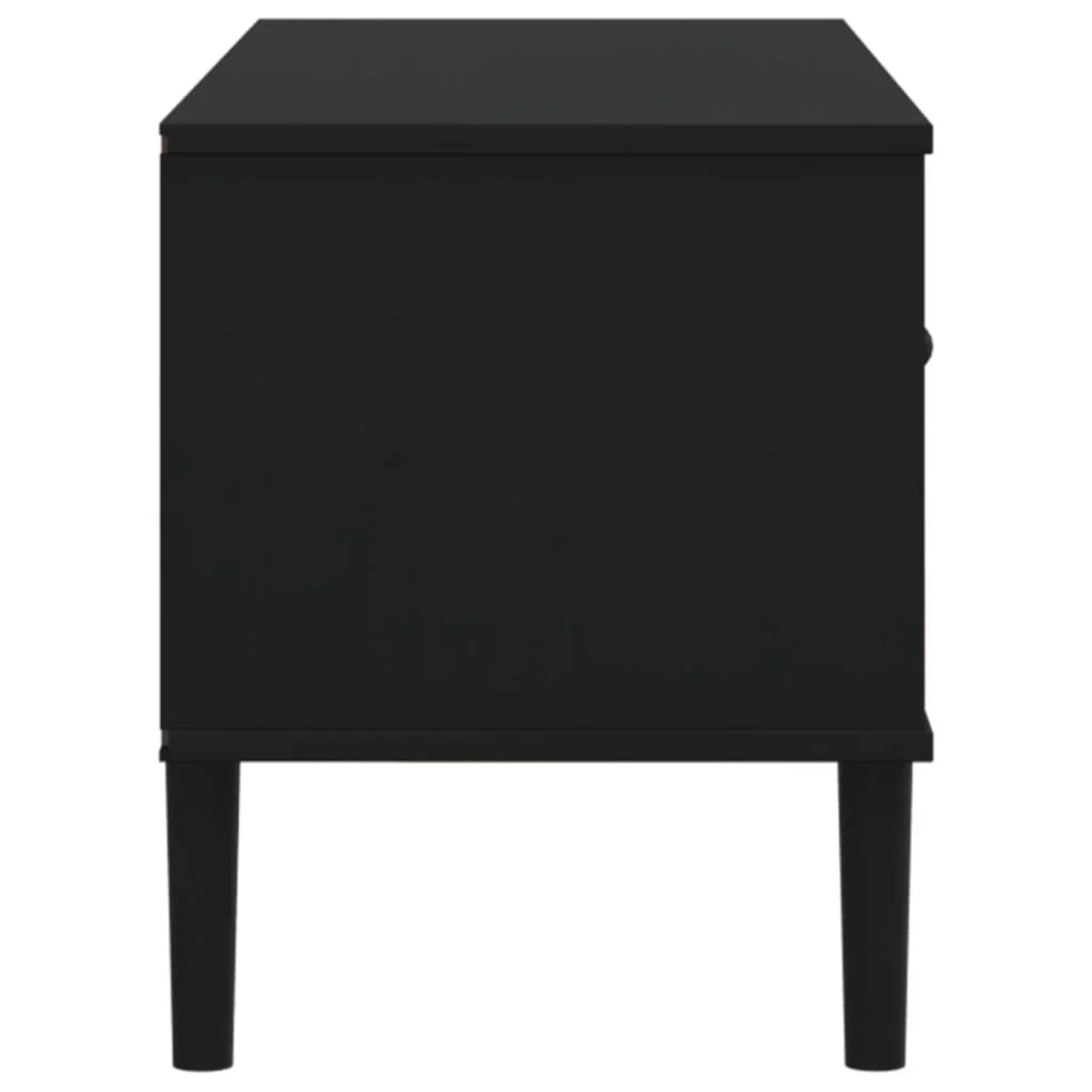 Mobile TV multimediale scaffale per televisione televisione buffet sala da pranzo soggiorno camera da letto SENJA effetto rattan 106 x 40 x 49 cm legno massiccio pino nero 02_0028314