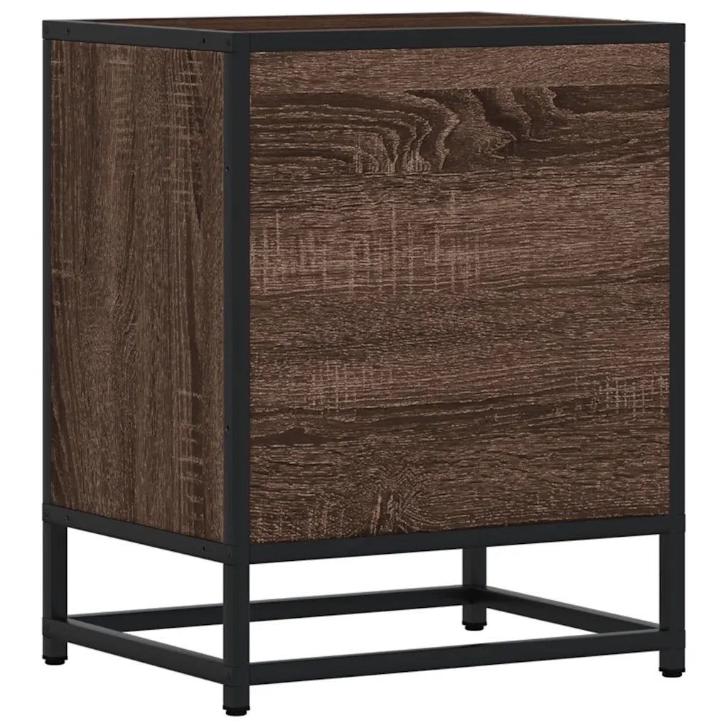Comodino Rovere Marrone 40x31x50 cm Legno Multistrato e Metallo 848717