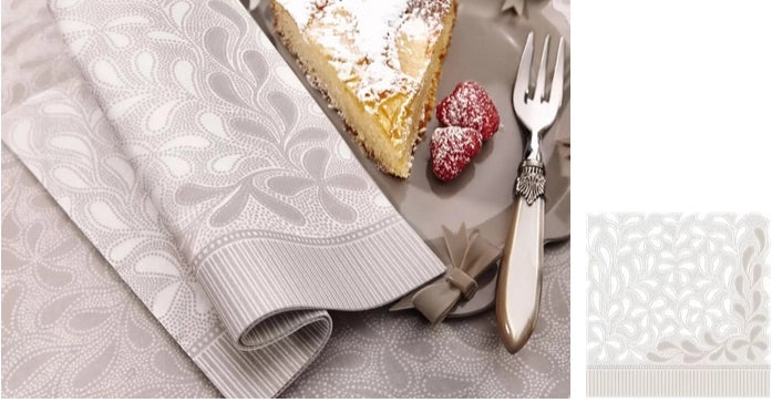 Set 50 Pezzi Tovaglioli da Tavola Carta Simil Tessuto Botanic Polvere 40 x 40 cm