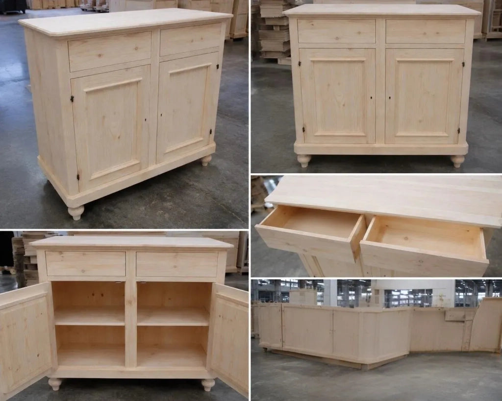 Madia credenza in legno grezza 2 ante l.116 p.49 h.98 (1500) - Mobili 2G