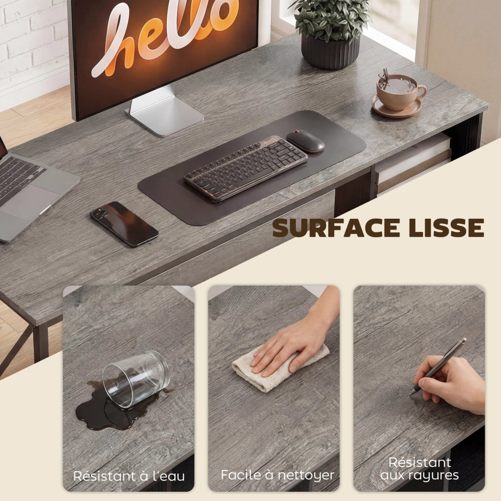 Scrivania Computer con Cassetti e Ripiano Tastiera ¨C Zephmum ¨C Grigio 120x50x