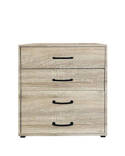 CASSETTIERA IN LEGNO CON QUATTRO CASSETTI COLORE ROVERE DIMENSIONI 68X40X82,5 CM