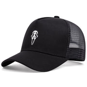 Cappellino da baseball nero con la faccia da fantasma di Halloween per camionisti.