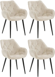 Set di 4 poltroncine Tanna in velluto crema
