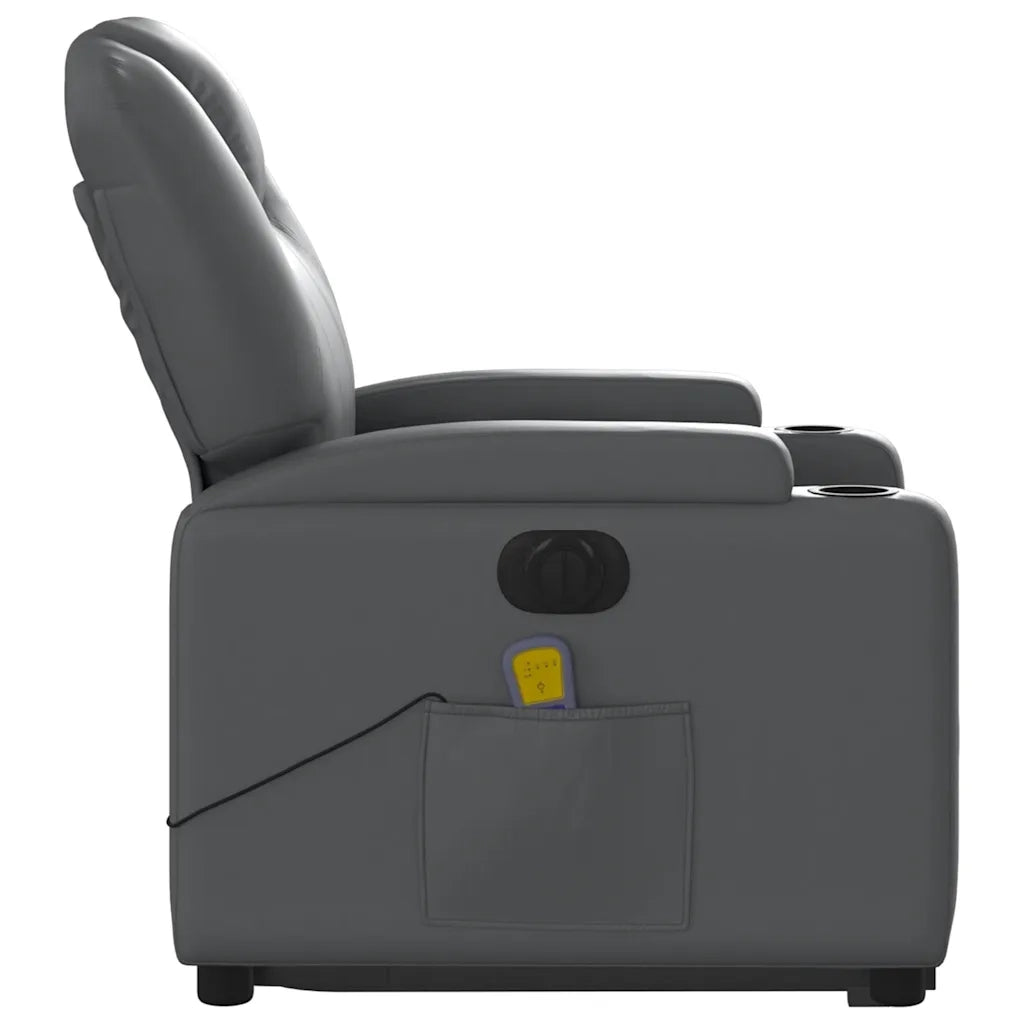 Poltrona Alzapersona Elettrica Reclinabile Grigio in Similpelle 3204454