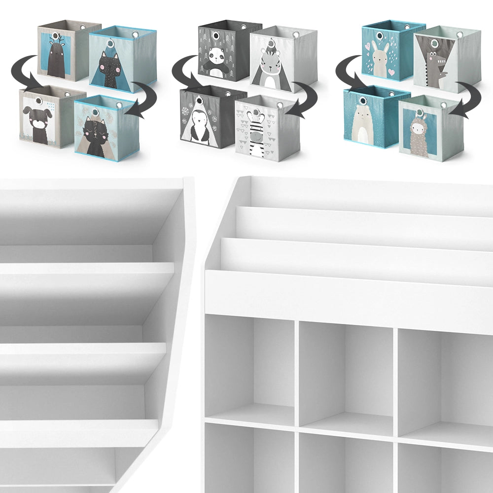 Vicco Libreria bambini Bianco 31.2 x 114.2 cm con 6 scatole pieghevoli opt.2