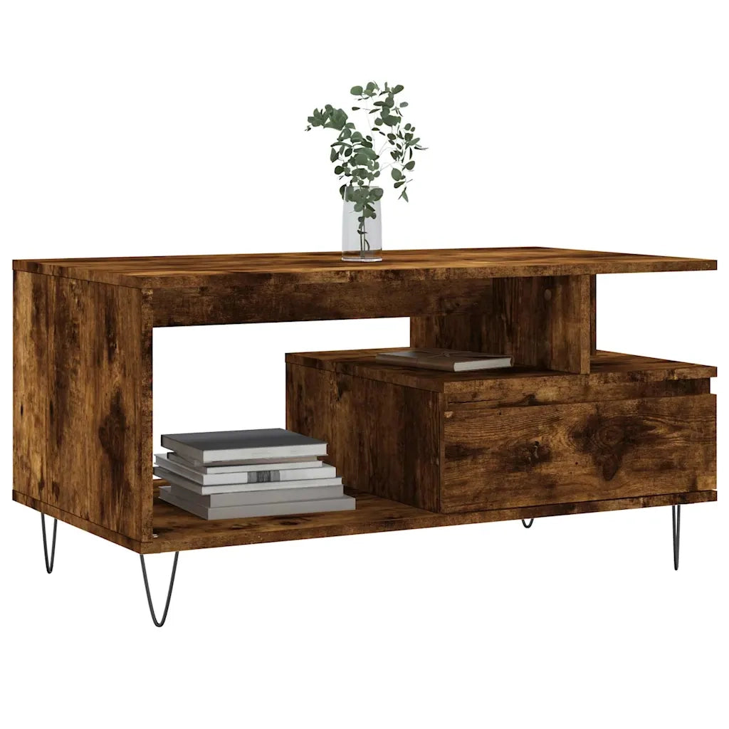 Tavolino da salotto | Tavolino da caff¨¨ | Tavolino da Soggiorno Rovere Fumo 90x49x45 cm Legno Multistrato