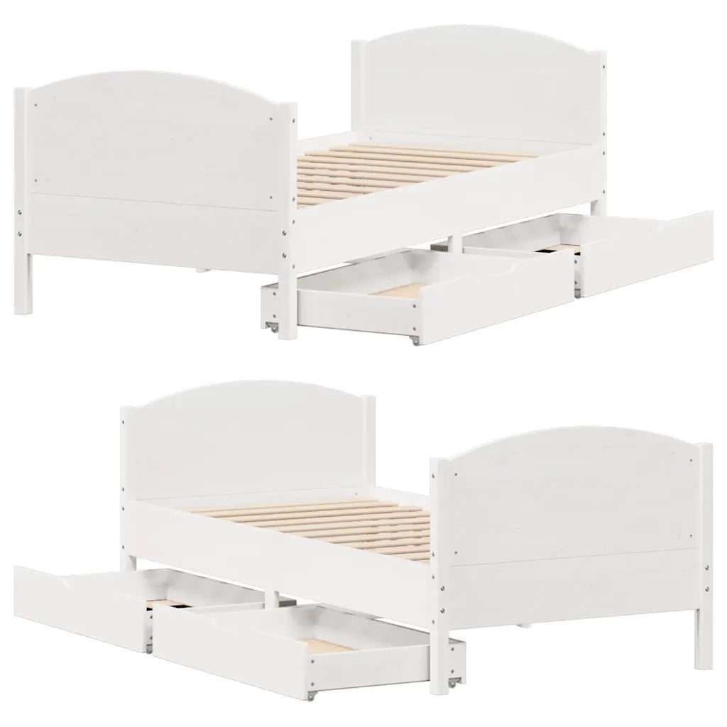 Giroletto senza Materasso-Struttura Letto Bianco 100x200 cm Legno Massello Pino 108521