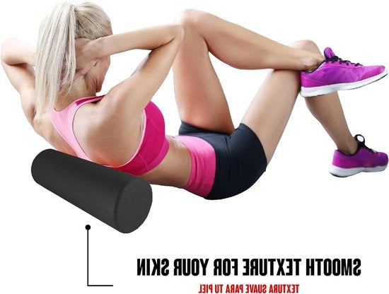 Massaggio con rullo EPP 89898 - Rullo per yoga fitness pilates - Cilindro per massaggio muscolare - Lunghezza 45 cm diametro 15 cm - Rullo myofasciale professionale (nero)
