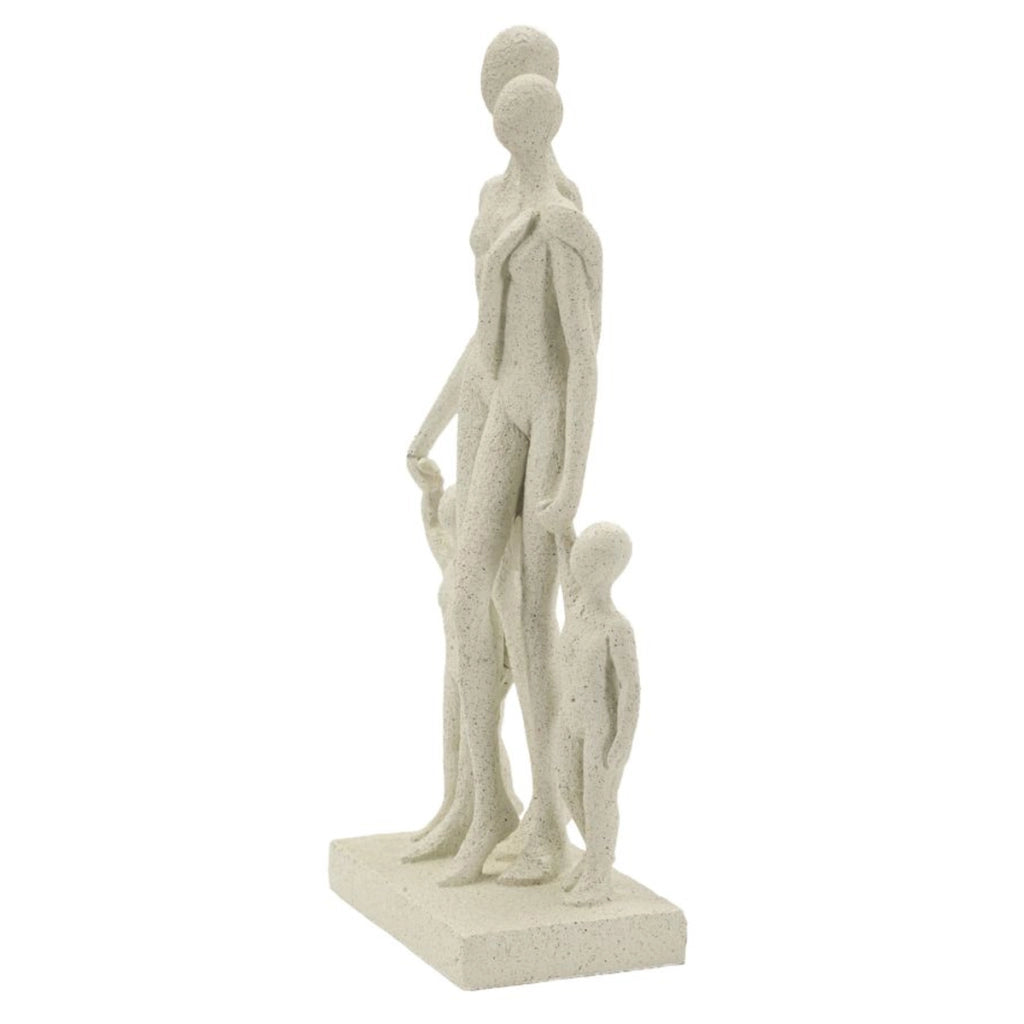 Statuetta famiglia Stons in resina color crema