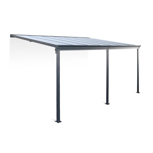 Pergola a parete struttura in alluminio 3x4 m  con grondaia, antracite