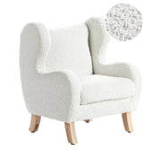 Sedia imbottita in bouclé bianco sporco con braccioli Sedile per bambini Design moderno