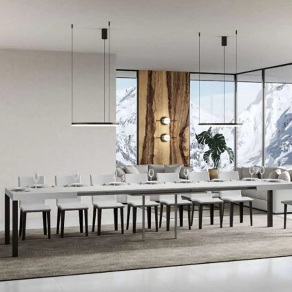 Tavolo allungabile 130/390x90 cm Everyday Premium colore bianco frassino gambe antracite