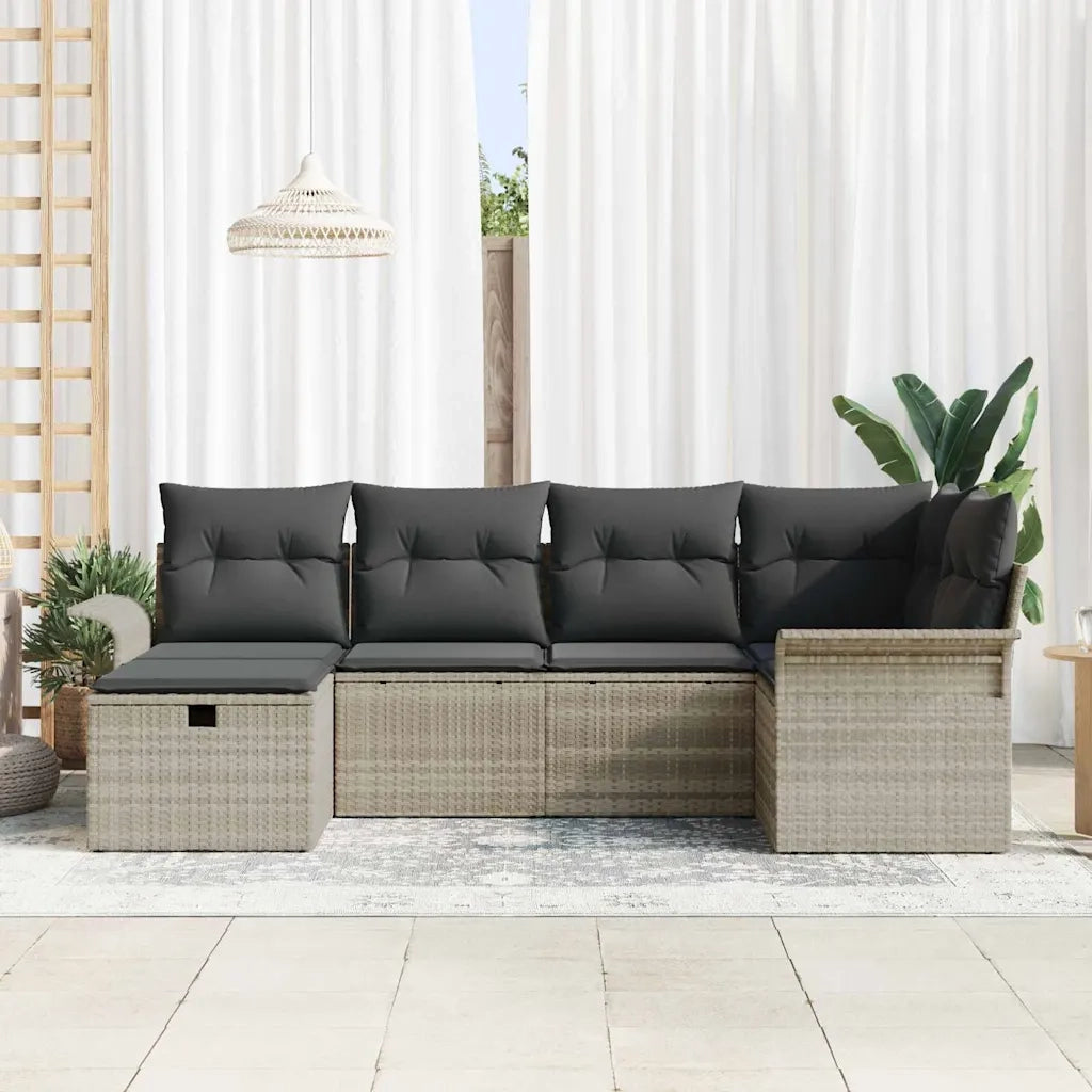 Set Divano da Giardino 6 pcs Grigio chiaro polyrattan 3358881