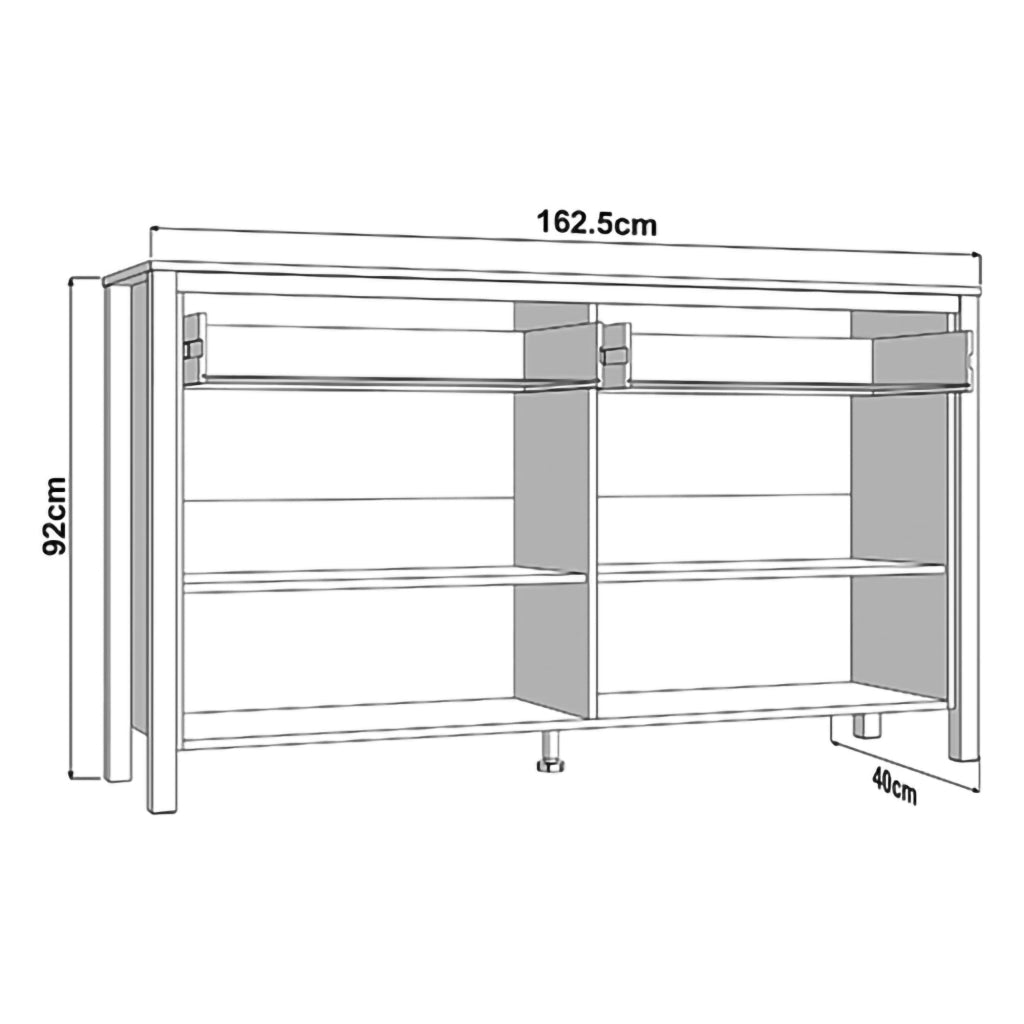 Madia Belve, Credenza 3 Ripiani, 163x40x92h cm Bianco Opaco