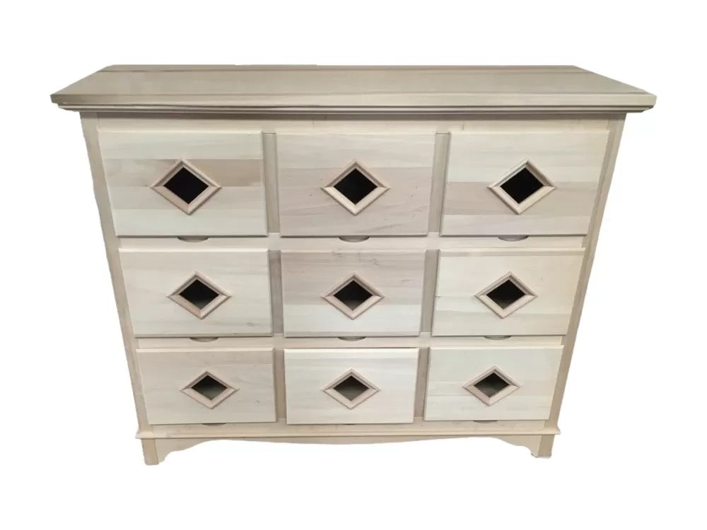 Cassettiera classica in legno 9 cassetti grezzo l.147 p.55 h.119 (981) - Mobili 2G