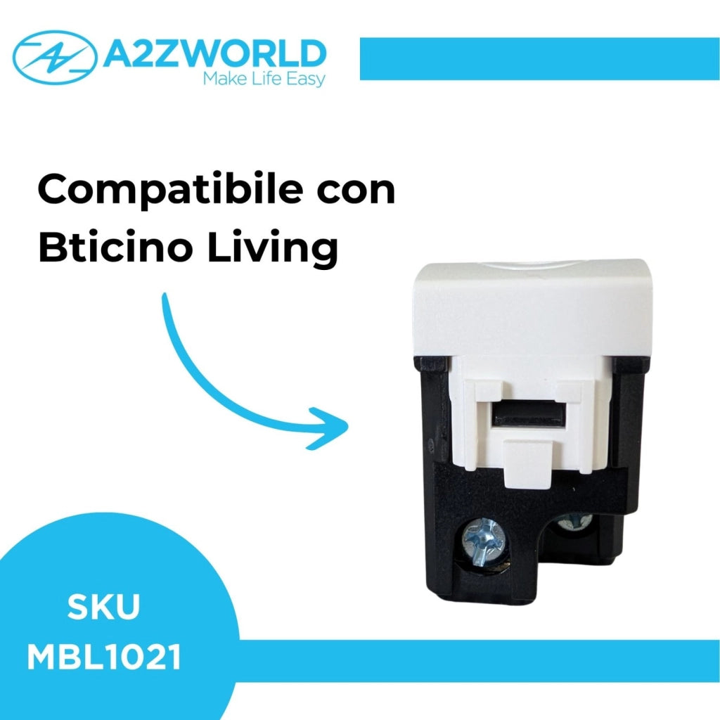Presa Bipasso Bivalente 2P+T 10/16A 220V MBL Bianco 1M Compatibile Bticino Living Light BLB2001