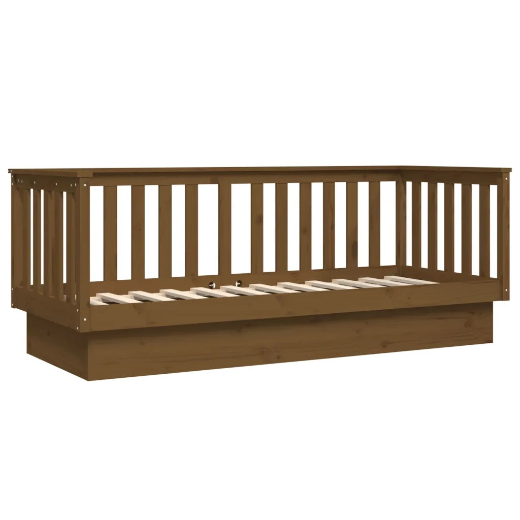 Letto singolo | Letto per adulti | Dormeuse Marrone Ambra 75x190 cm in Legno Massello di Pino