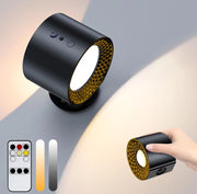 Applique Lampada doppio LED da parete a Batteria ricaricabile USB Controllo Touch o telecomando 3 Temperature CCT Rotazione di 360° Nero