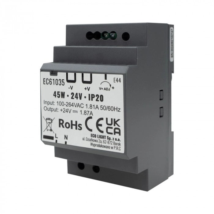 Alimentatore DIN per LED Premium 24V 45W IP20 Ecolight