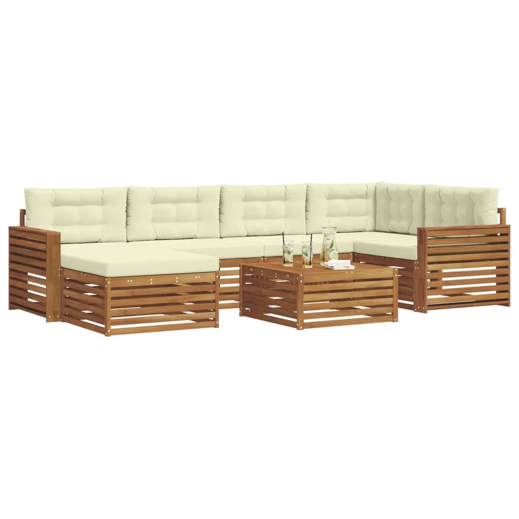 Set di divani da esterno con cuscino 7 pcs Naturale e Crema