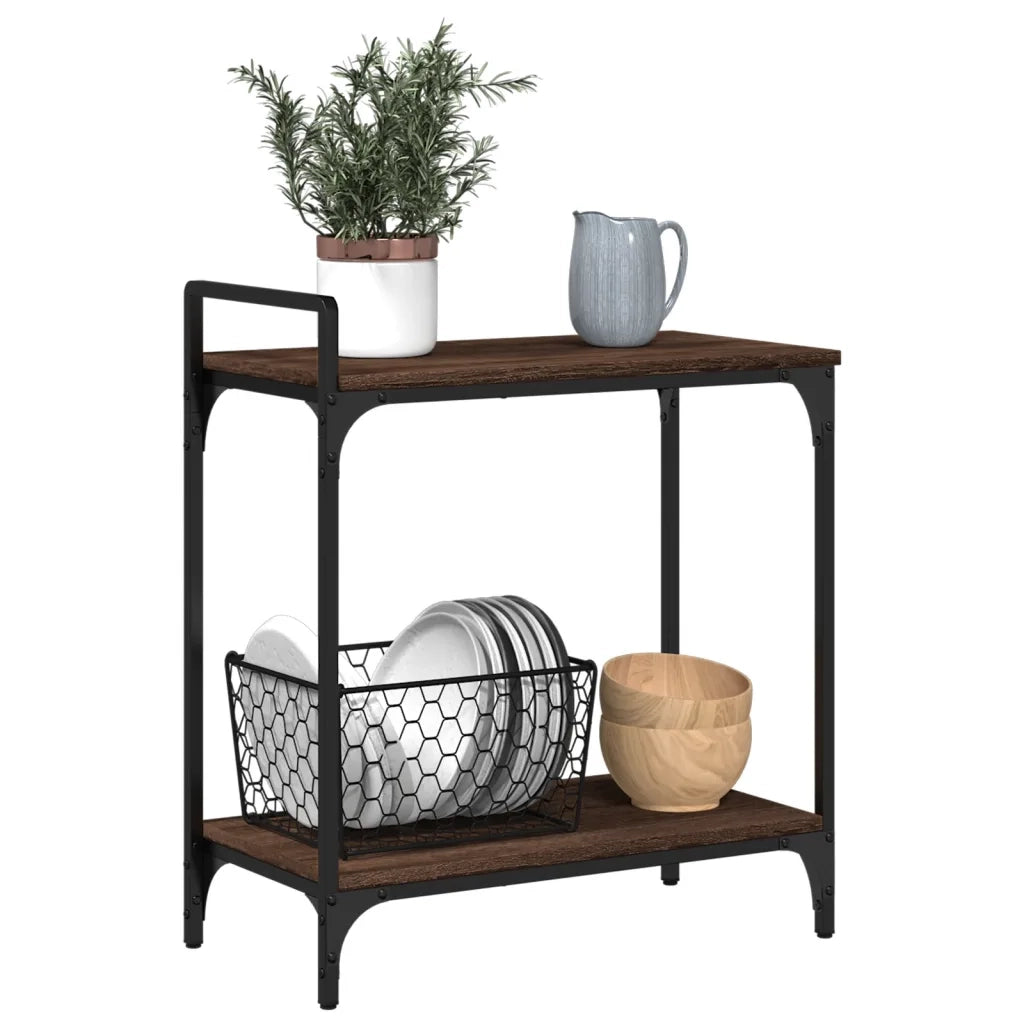 Carrello Cucina-Scaffale per Cucina Rovere Marrone 60,5x31x72,5cm Legno Multistrato