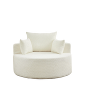 Poltrona lounge in ciniglia con cuscino schienale cilindrico - beige - 32×32×133 cm