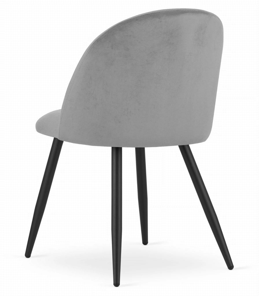 Valora Bello Chair, velluto grigio chiaro, gambe nere, set da 2