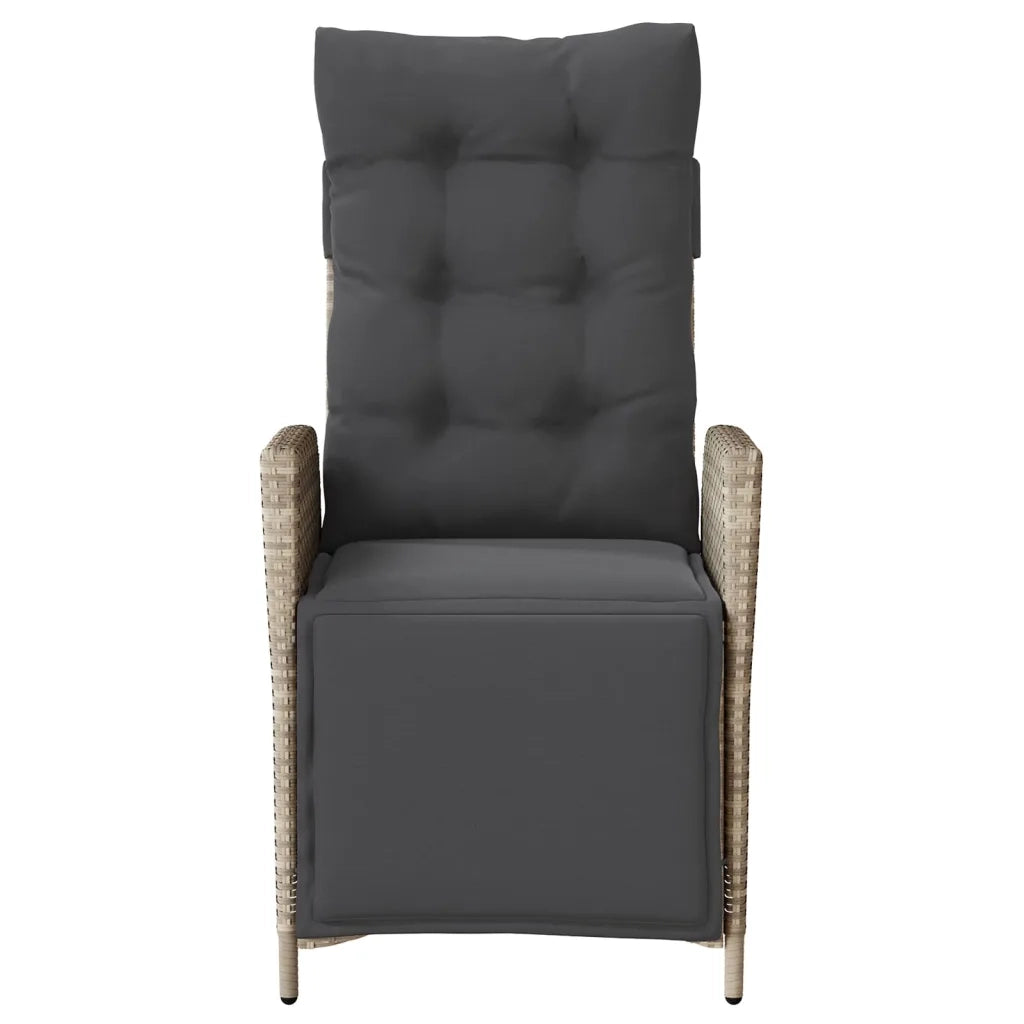 Sedia Reclinabile Giardino Poggiapiedi Grigio Chiaro Polyrattan 365286
