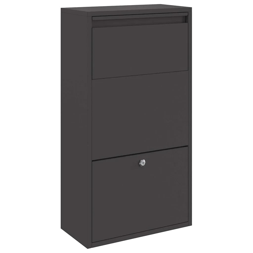 Cassetta per pacchi con porta Nero 44 x 22 x 82 cm Acciaio 874919