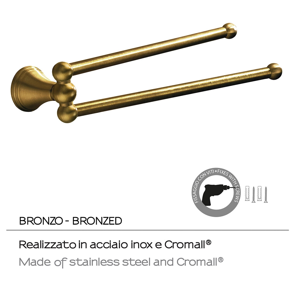 Portasalviette GEDY linea Romance doppio braccio a snodo Bronzo