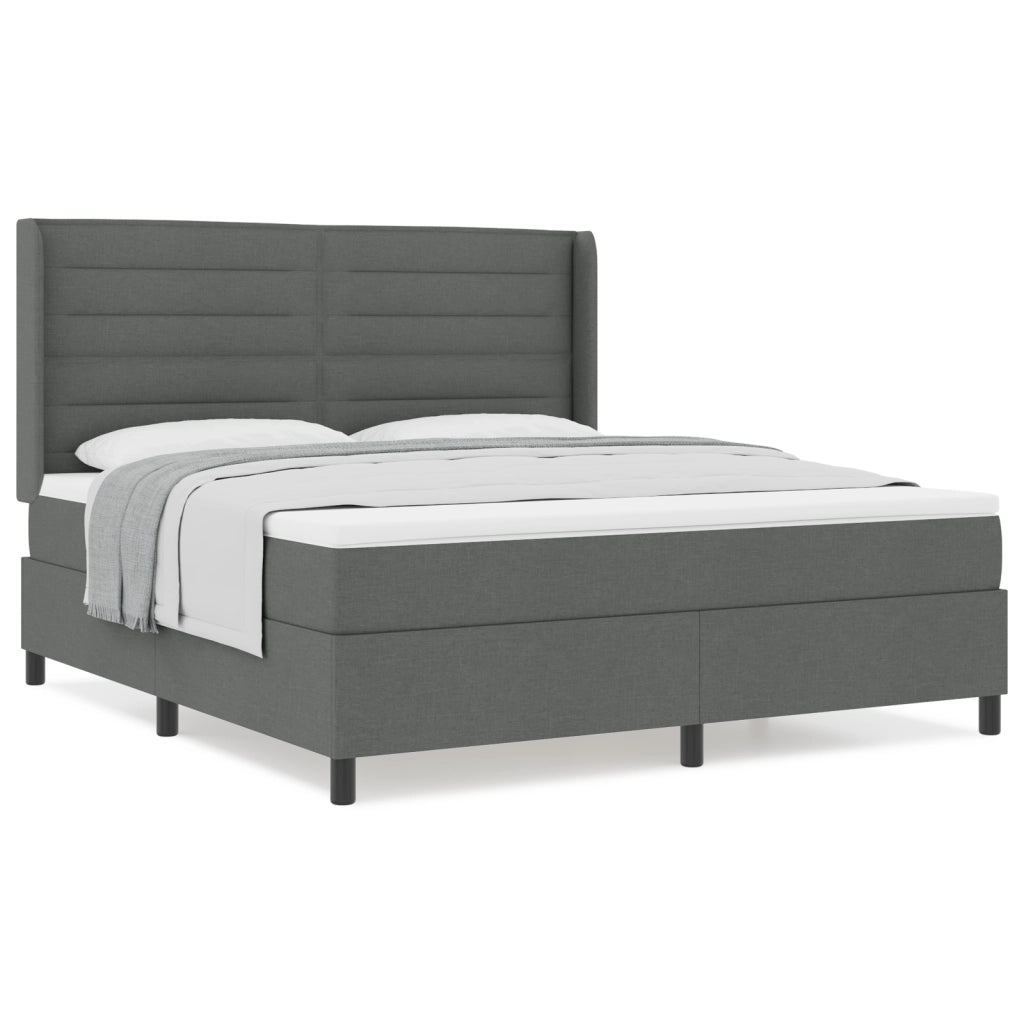letto a box spring  con materasso grigio scuro 180x200 cm in tessuto