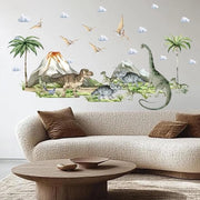 Decorazione per Camera da Bambino con Dinosauri e Piante - Sticker per Muro Dinosauri 60 x 30 cm - Decorazione per Camera da Bambino con Effetto Vulcano