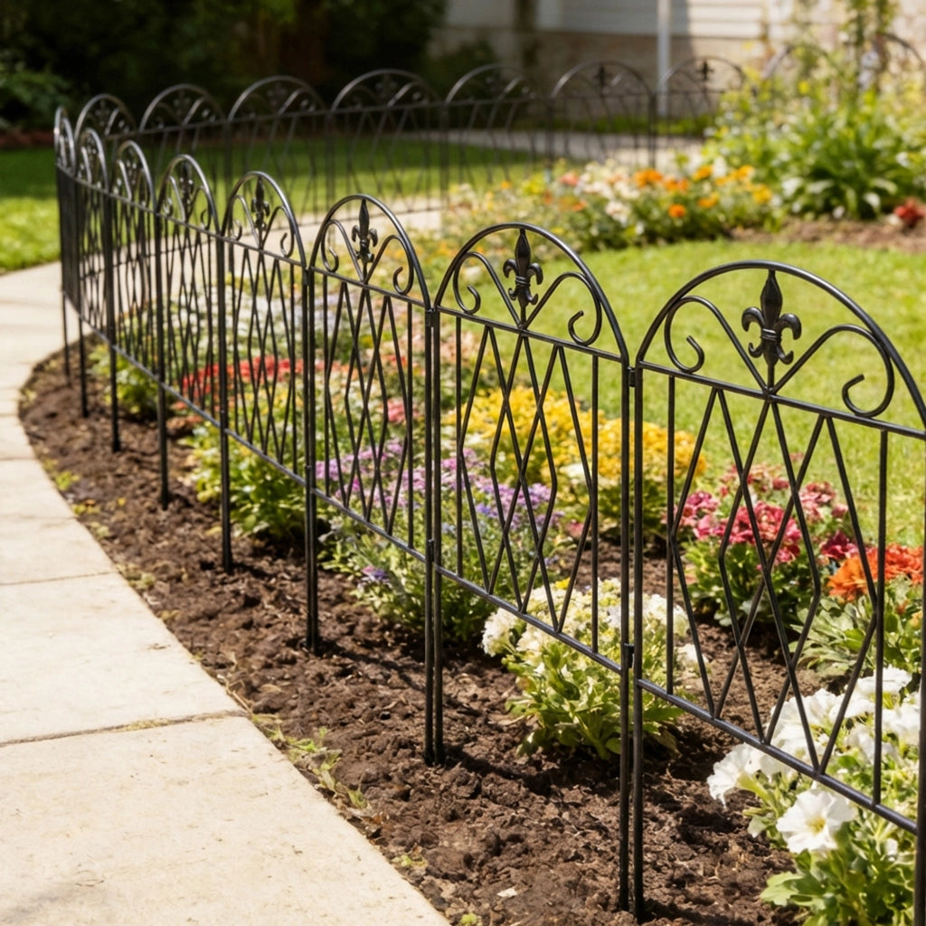 Set 4 Vallas de Jard¨ªn Met¨¢licas ¨C zephmum ¨C Nero, 125x56 cm