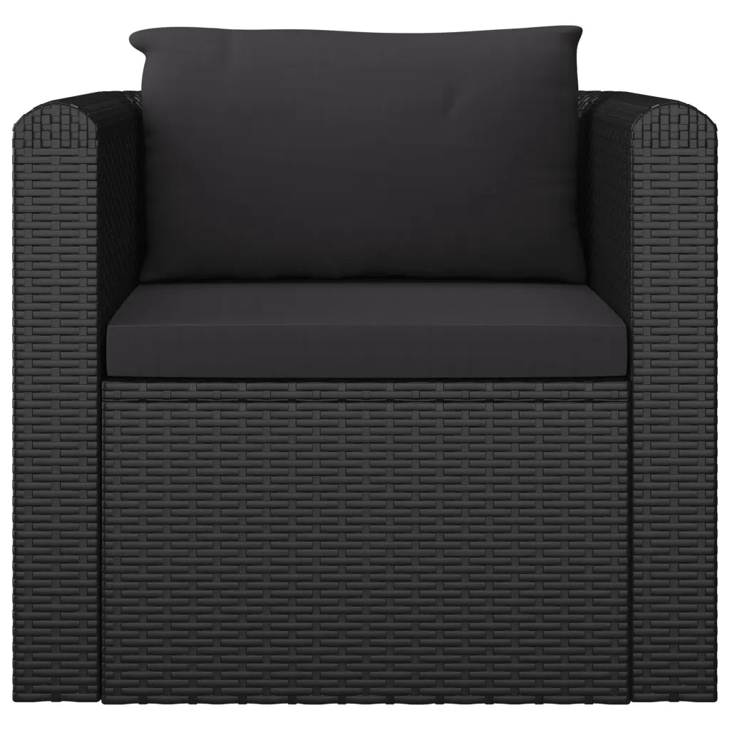Set Divani da Giardino 7 pz con Cuscini in Polyrattan Nero 3059500