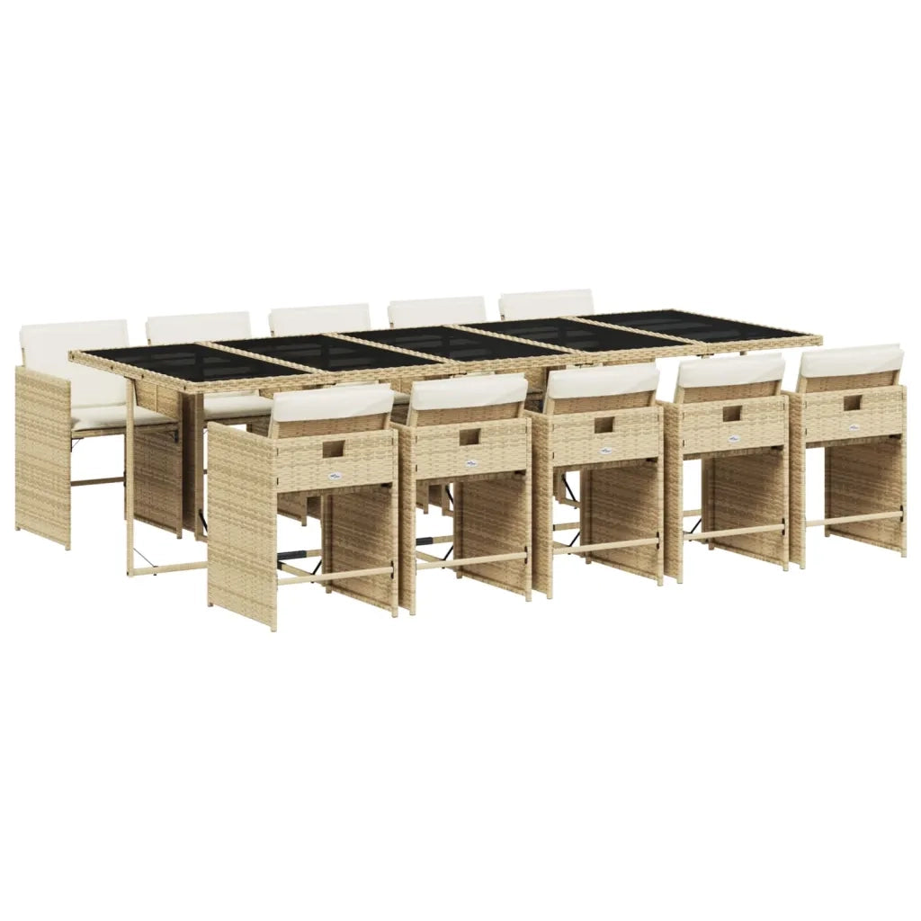Set da Pranzo da Giardino 11 pz con Cuscini Beige in Polyrattan 3277881