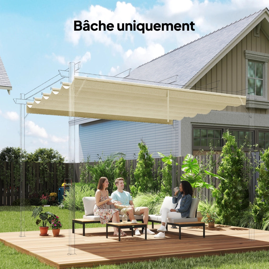 Tenda per Pergola Retrattile 3x3m ¨C zephmum ¨C 250x255cm Crema