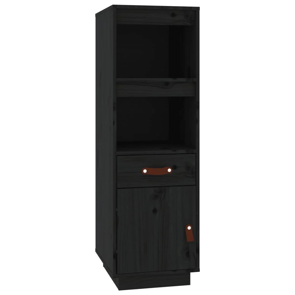 Buffet credenza cassettiera armadio mobile contenitore organizer cucina soggiorno salotto alto 34 x 40 x 108,5 cm legno massello di pino nero 02_0034910