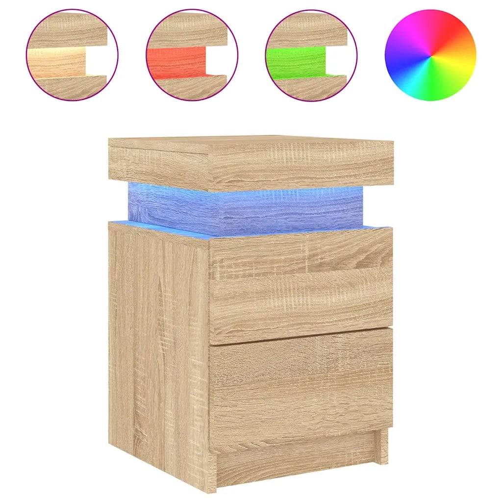 Comodino con Luci LED Rovere Sonoma 35x39x55 cmcod mxl 134008