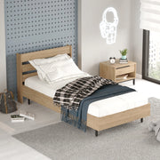 Struttura Letto Singolo Vesanto 100 x 200 cm con Testiera Alta - Effetto Rovere [en.casa]