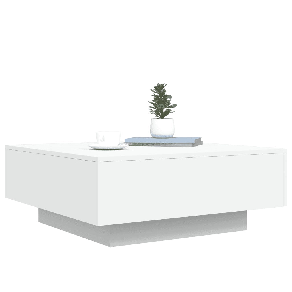 Tavolino da salotto | Tavolino da caff¨¨ | Tavolino da Soggiorno con Luci LED Bianco 80x80x31 cm