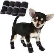 Scarpe per cani - Impermeabili - Zampe antiscivolo - Esterno - 4 pezzi - Calze nere - Taglia S - Per cani piccoli, medi e grandi