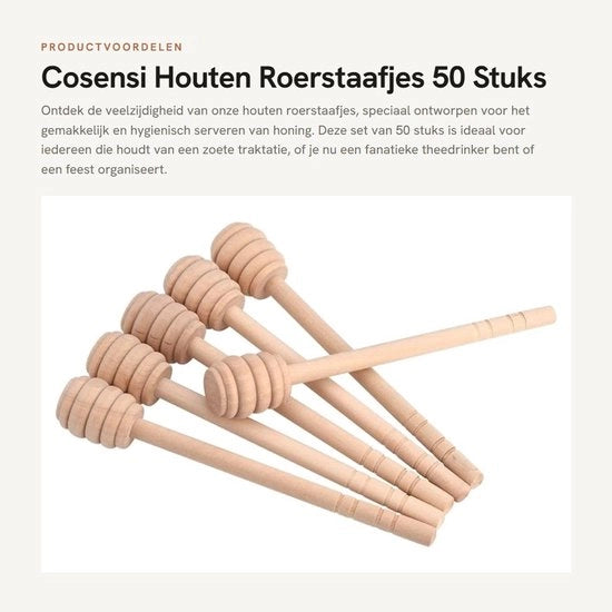 Set di Spiedini in Legno - 50 Pezzi - Spiedini per Miele - Spiedini per Cucina - 15 cm - Qualità Elevata