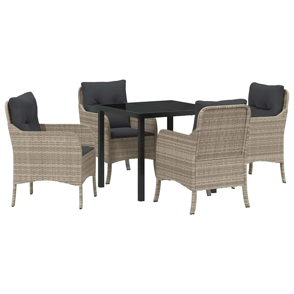 Set da Pranzo per Giardino 5 pcs Grigio chiaro polyrattan 3380184