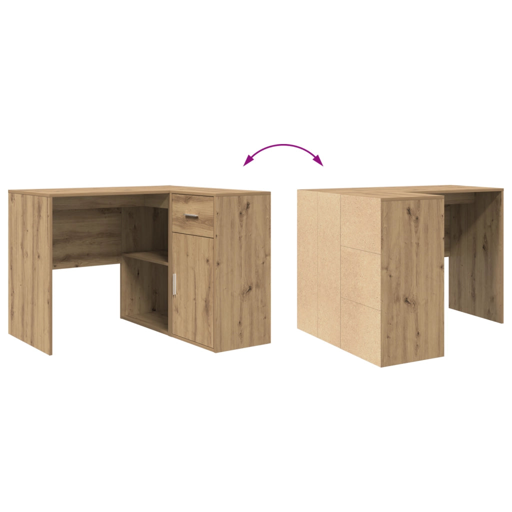 Scrivania Angolare in Rovere Artigianale 102x88x75 cm in Legno Ingegnerizzato