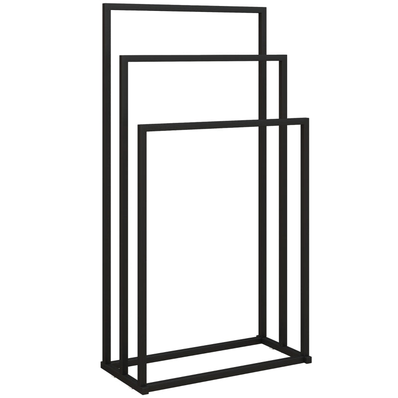 Portasciugamani da terra con 3 barre, scaletta in acciaio, 45 x 21,5 x 85 cm
