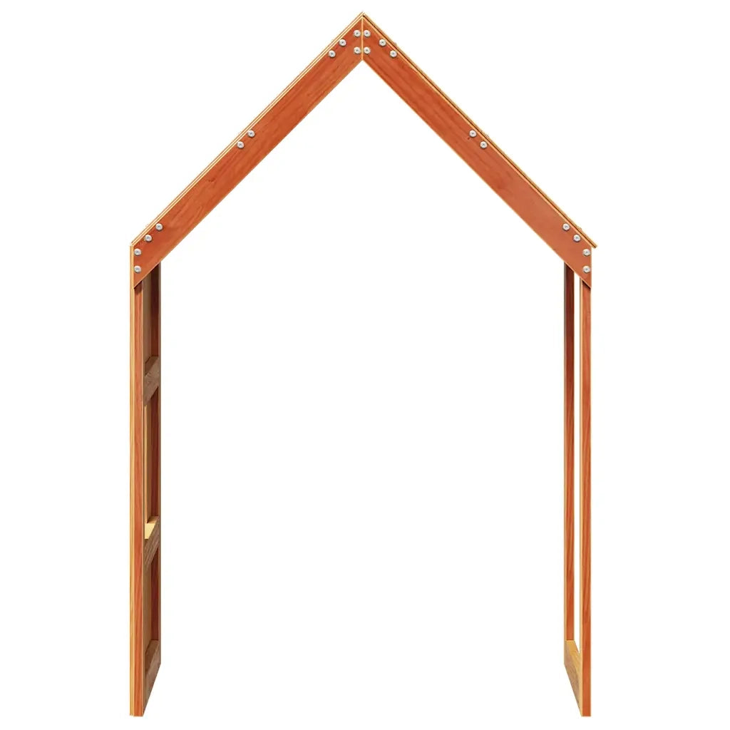 Tetto Letto Bambini Marrone Cera 55x84x132 Legno Massello Pino