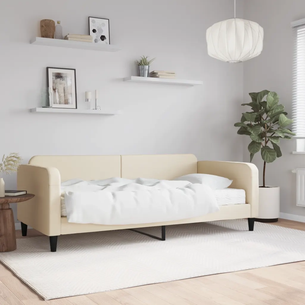 Divano Letto con Materasso-Sofa Letto-Daybed Crema 90x200 cm in Tessuto 709302