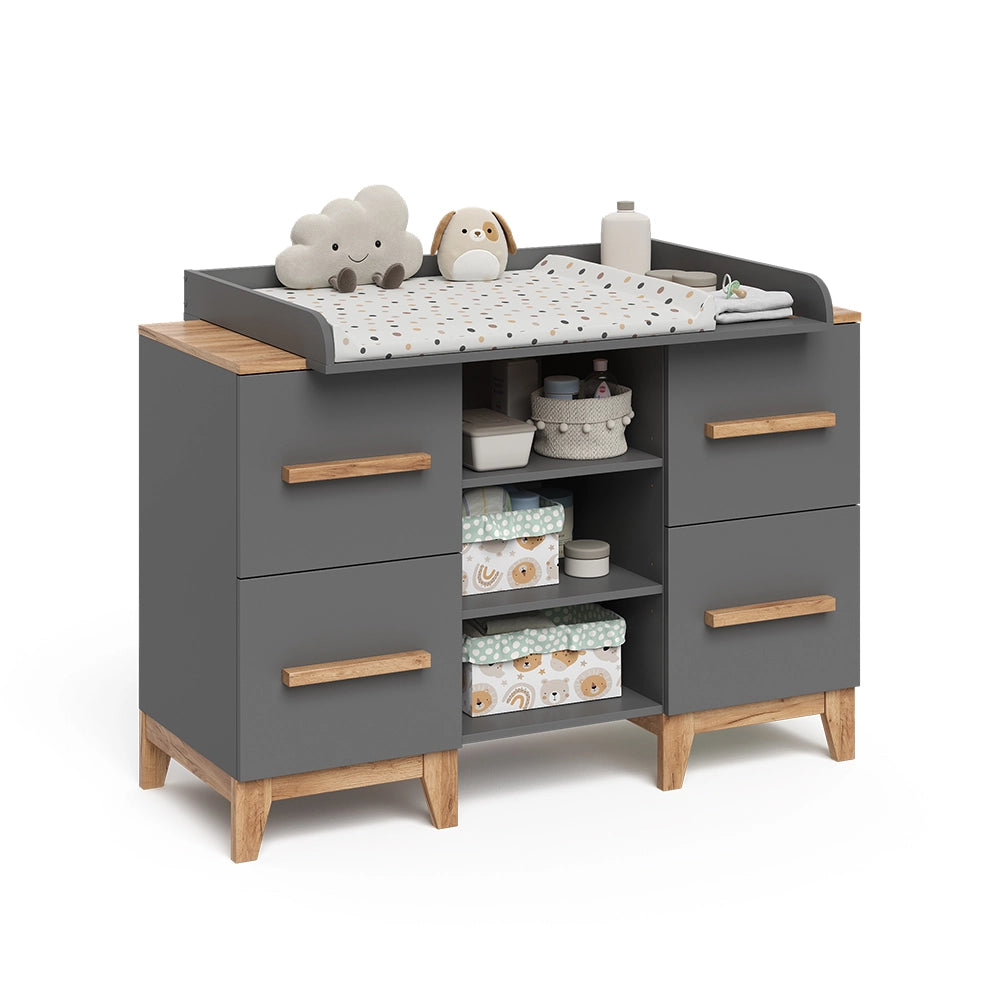 Vitalispa Fasciatoio Grigio/Artisan 133 x 98 cm XL con 4 cassetti